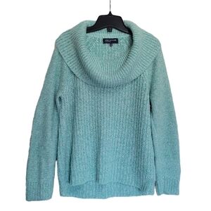 Jones New York Signature Green Cowl Neck Knit Sweater – Size M, Cozy Fall/Winter